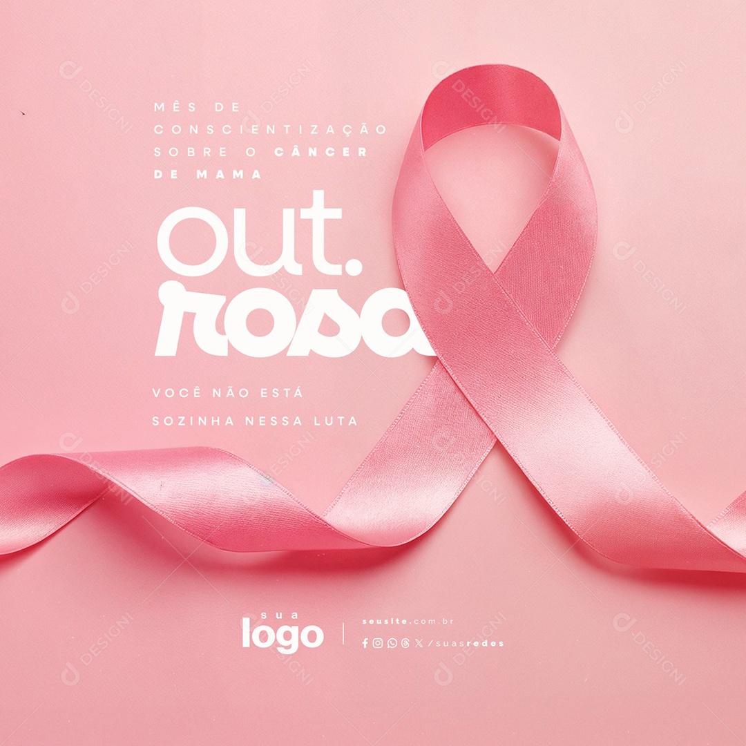 Outubro Rosa Mês de Conscientização Sobrre o Câncer de Mama Social Media PSD Editável