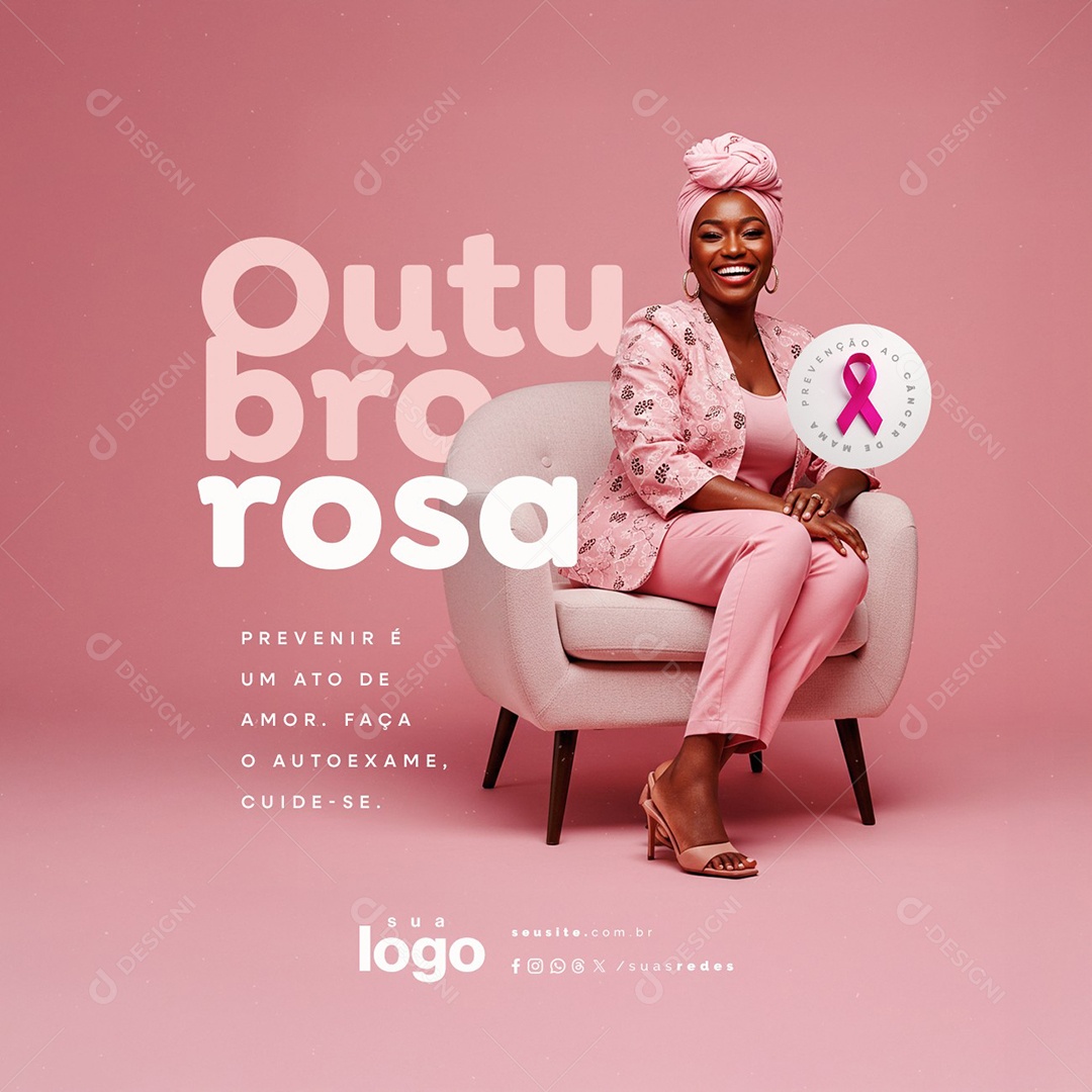 Outubro Rosa Prevenir é Um Ato de Amor Social Media PSD Editável
