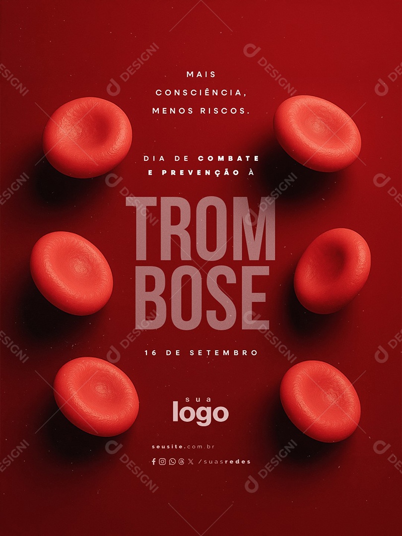 Dia de Combate e Prevenção à Trombose 16 de Setembro Mais Consciência Social Media PSD Editável