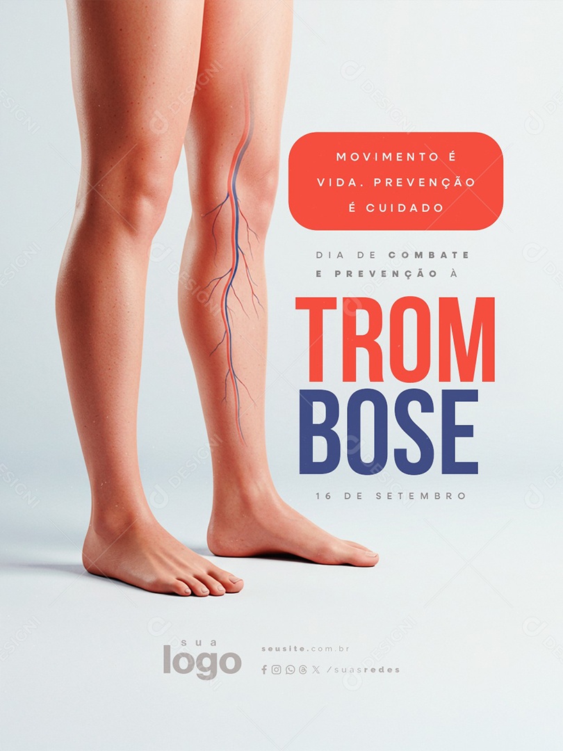 Dia de Combate e Prevenção à Trombose 16 de Setembro Movimento é Vida Social Media PSD Editável