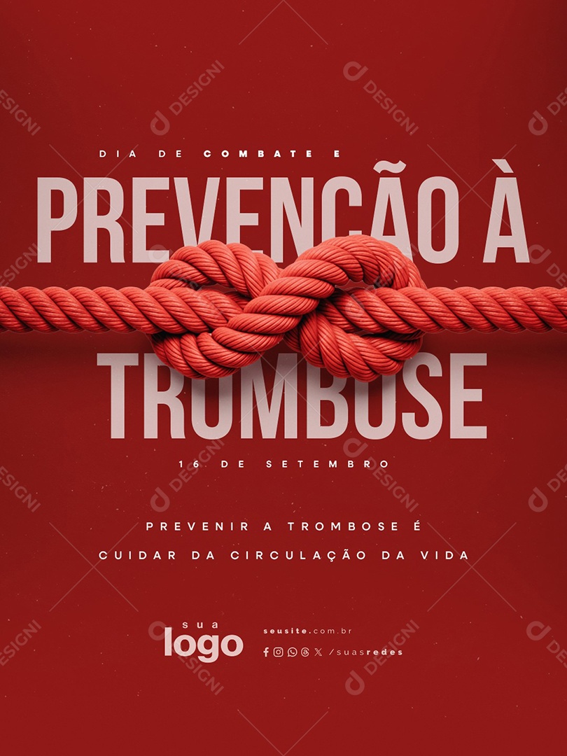 Dia de Combate e Prevenção à Trombose 16 de Setembro Social Media PSD Editável