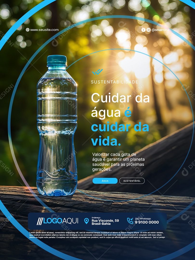 Conscientização Sobre a Água Cuidar da Água é Cuidar da Vida Social Media PSD Editável