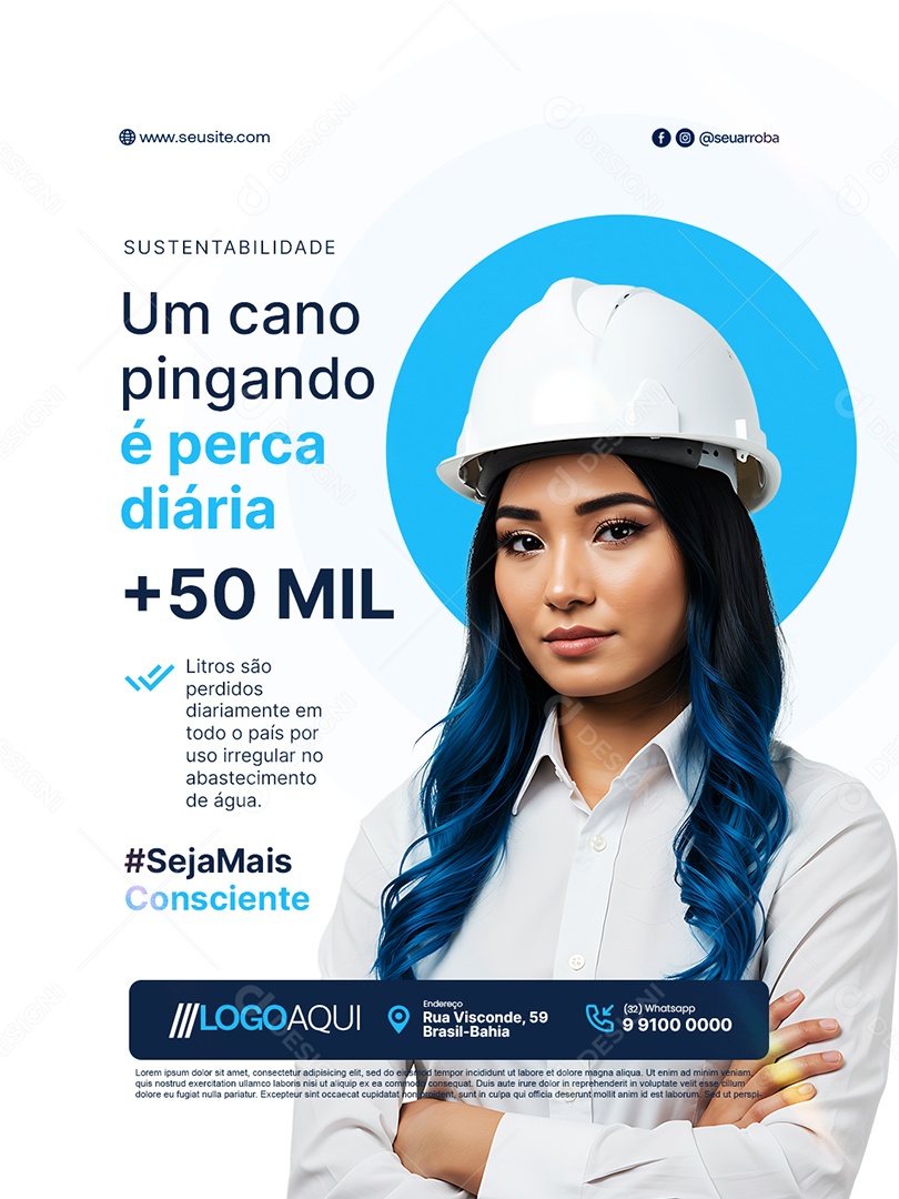 Conscientização Sobre a Água Um Cano Pingando é Perca Diária Social Media PSD Editável