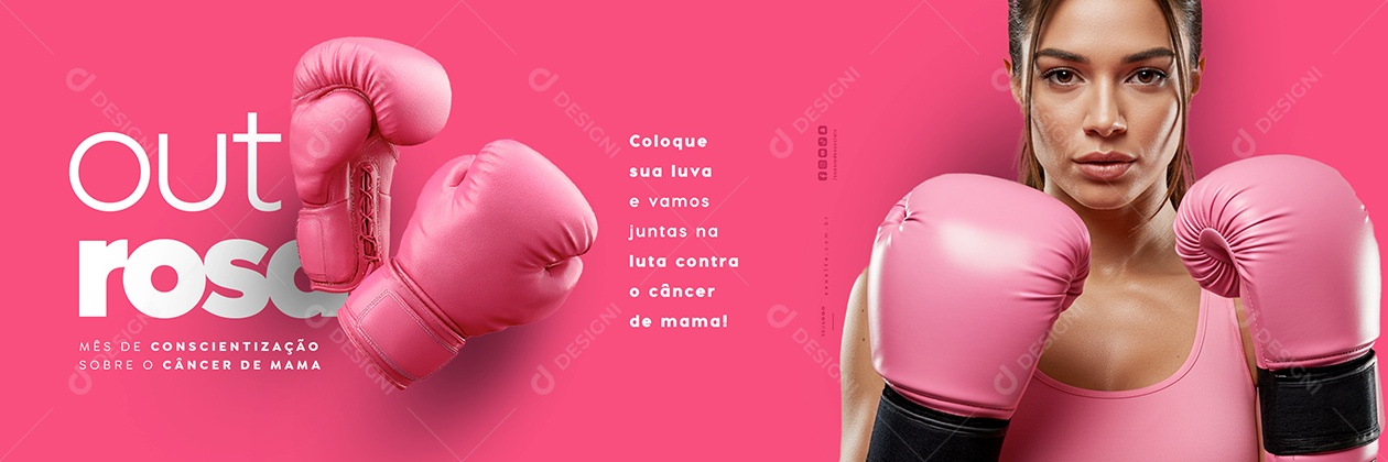 Carrossel Outubro Rosa Coloque Sua Luva e Vamos Juntas Social Media PSD Editável