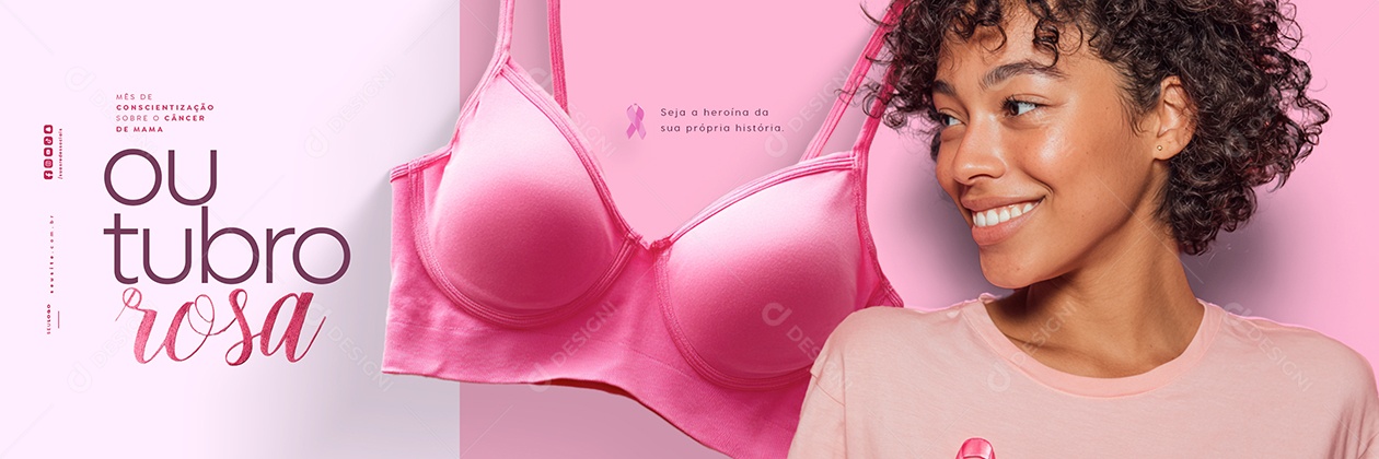 Carrossel Outubro Rosa Mês de Conscientização Sobre o Câncer de Mama Social Media PSD Editável