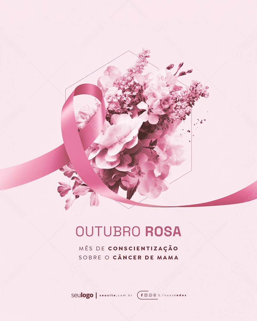 Outubro Rosa Mês de Conscientização Sobre o Câncer de Mama Social Media PSD Editável