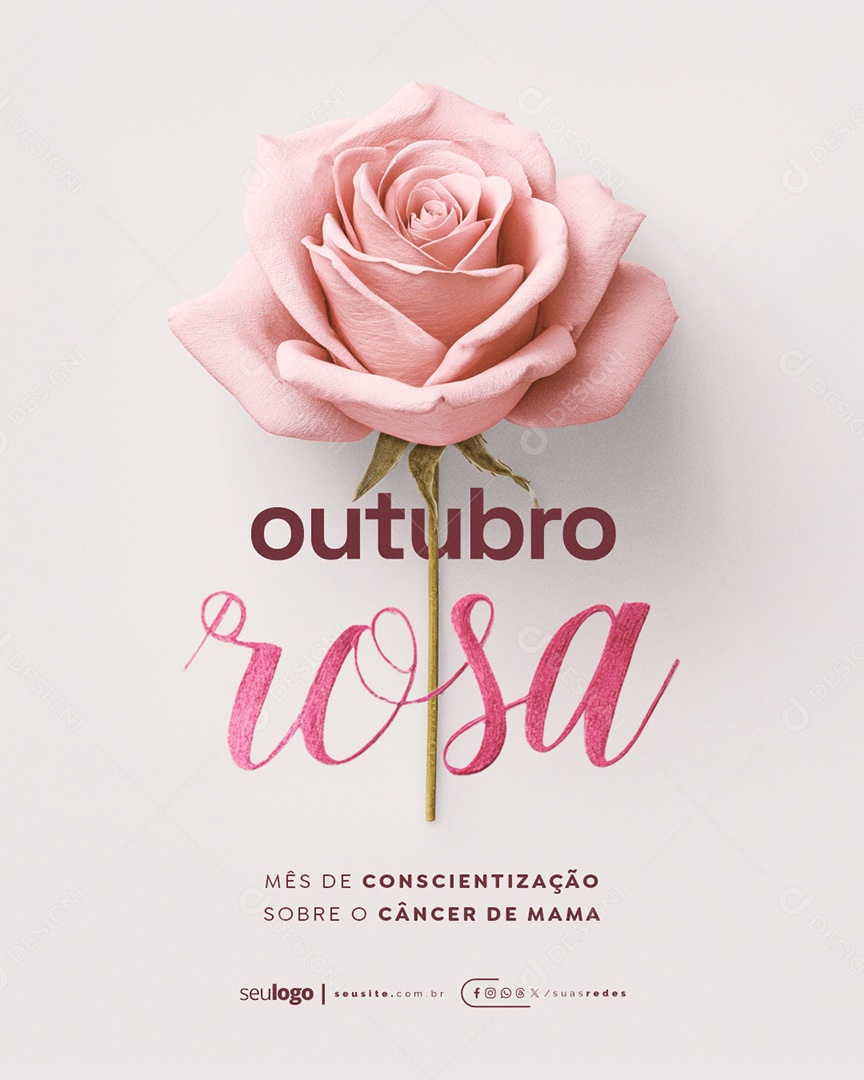 Outubro Rosa Mês de Conscientização Sobre o Câncer de Mama Social Media PSD Editável