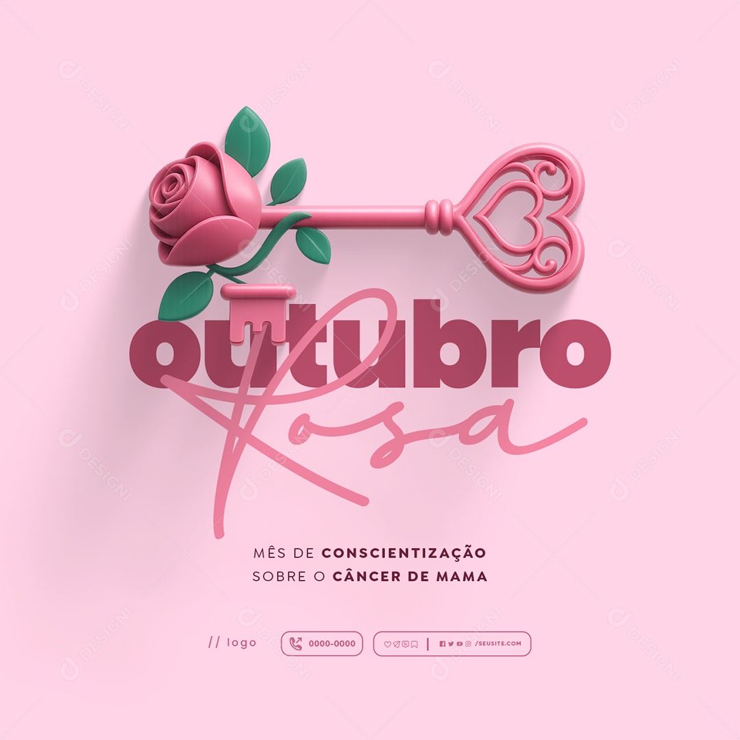 Outubro Rosa Mês de Conscientização Sobre o Câncer de Mama Social Media PSD Editável
