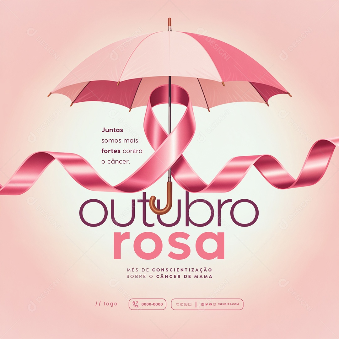 Outubro Rosa Juntas Somos Mais Fortes Social Media PSD Editável