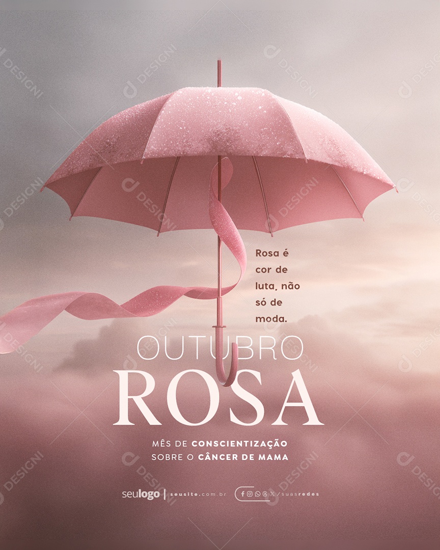 Outubro Rosa Mês de Conscientização Sobre o Câncer de Mama Social Media PSD Editável
