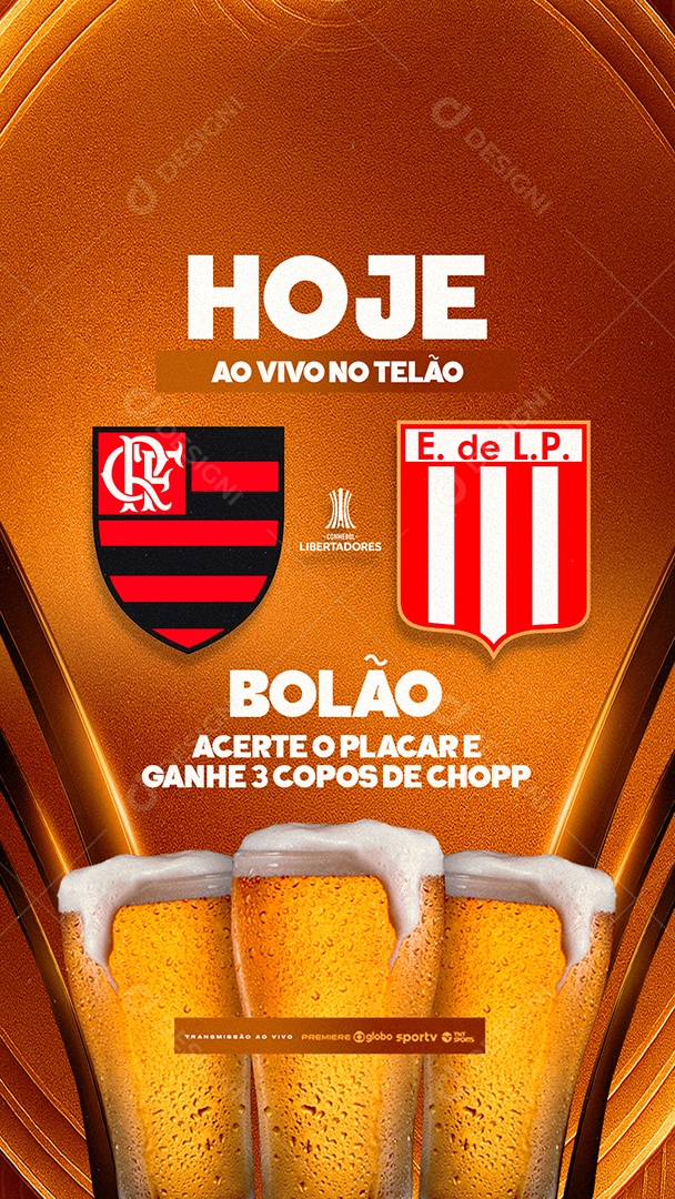 Jogo Libertadores Hoje Ao Vivo No Telão Flamengo x Estudiantes Story Social Media PSD Editável