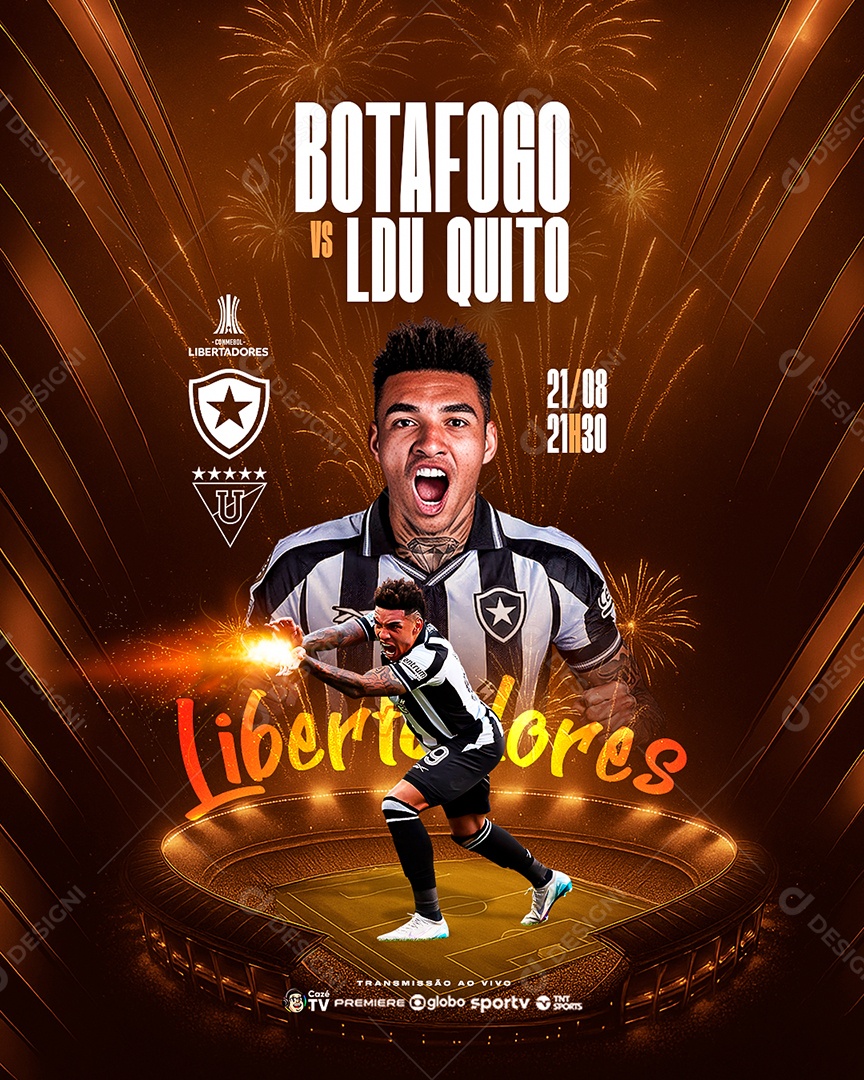 Libertadores Botafogo vs Ldu Quito 21 de Agosto Ao Vivo Oitavas de Final Feed Social Media PSD Editável