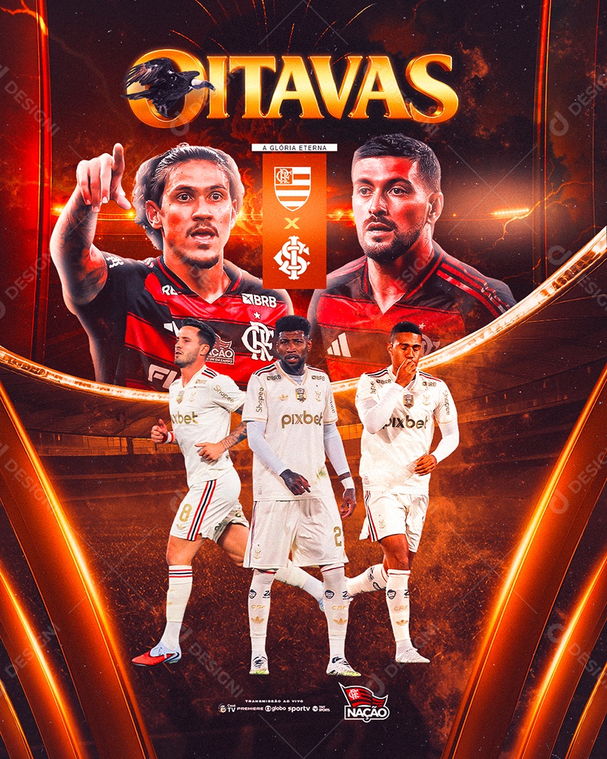 Oitavas de Final Libertadores Flamengo x Internacional Feed Social Media PSD Editável