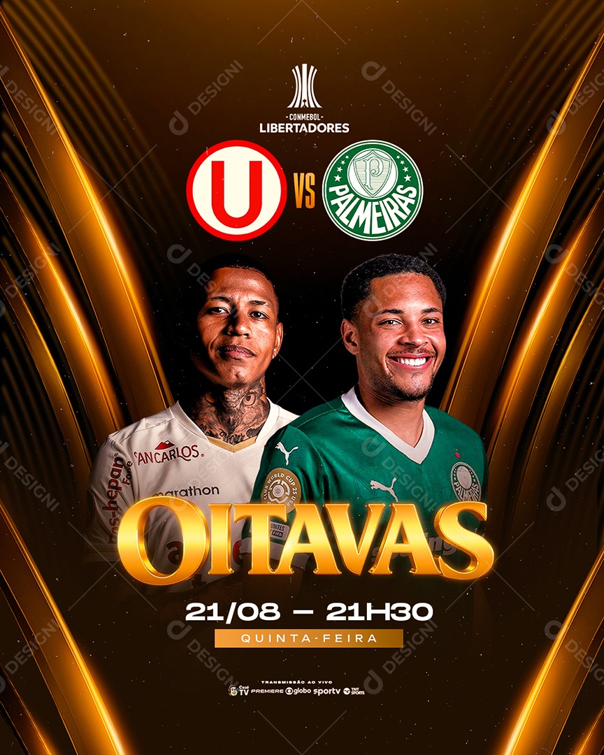 Palmeiras x Universitario Libertadores 21 de Agosto Quinta Feira Feed Social Media PSD Editável
