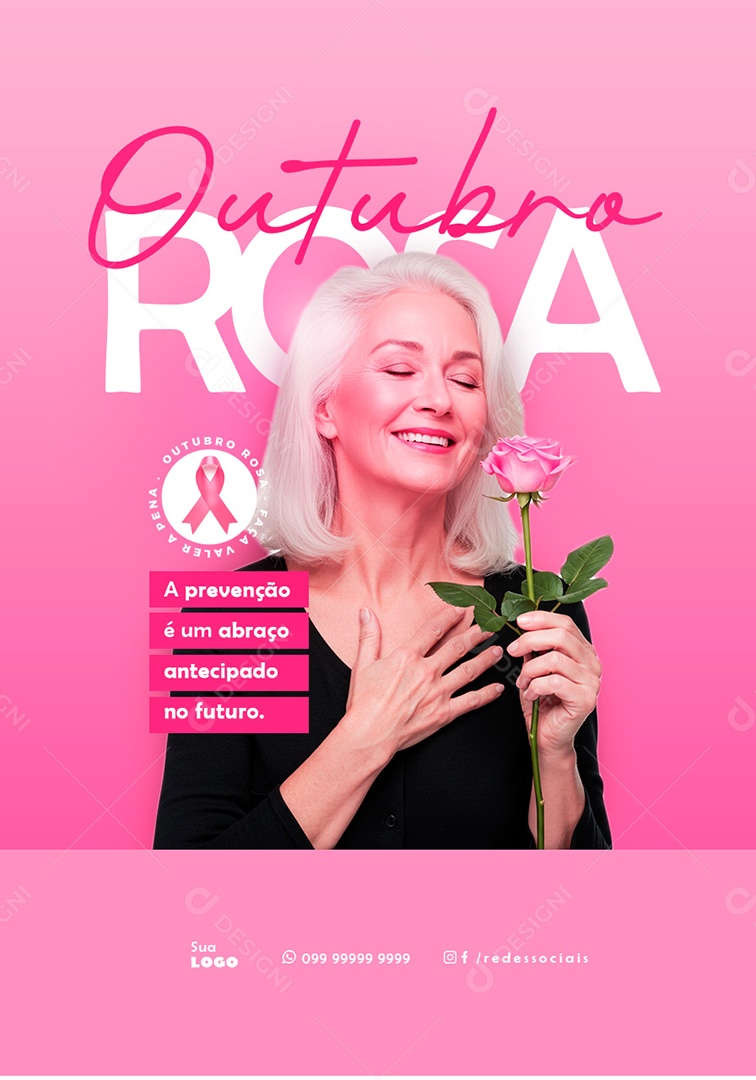 Outubro Rosa A Prevenção é Um Abraço Antecipado Social Media PSD Editável