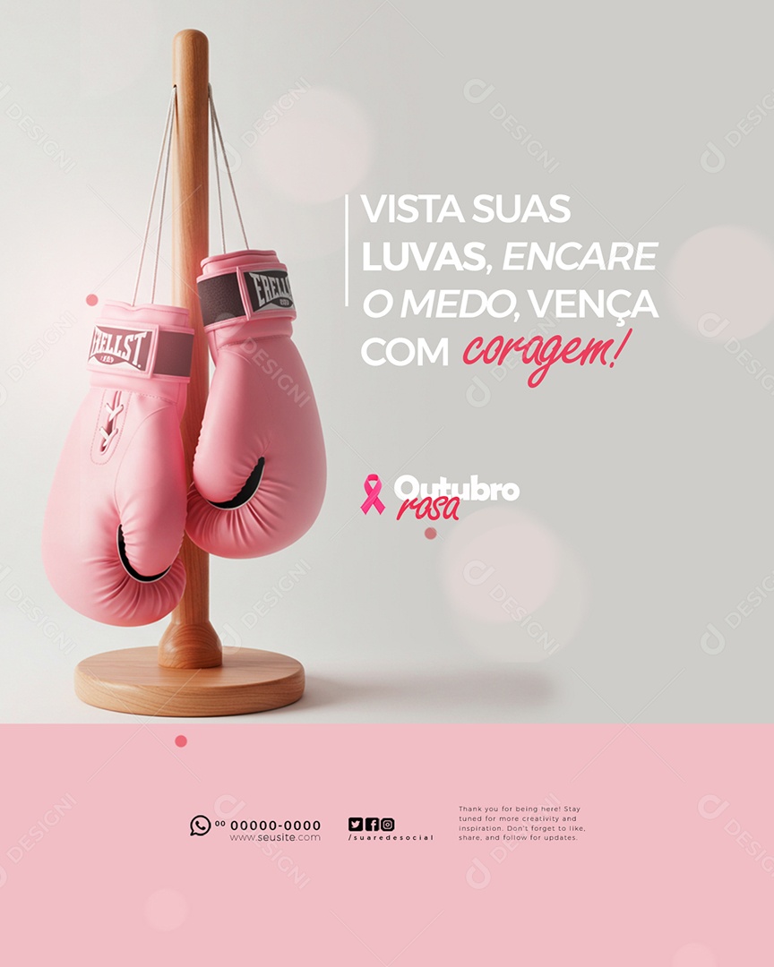 Outubro Rosa Vista Suas Luvas Encare o Medo Vença Com Coragem Social Media PSD Editável