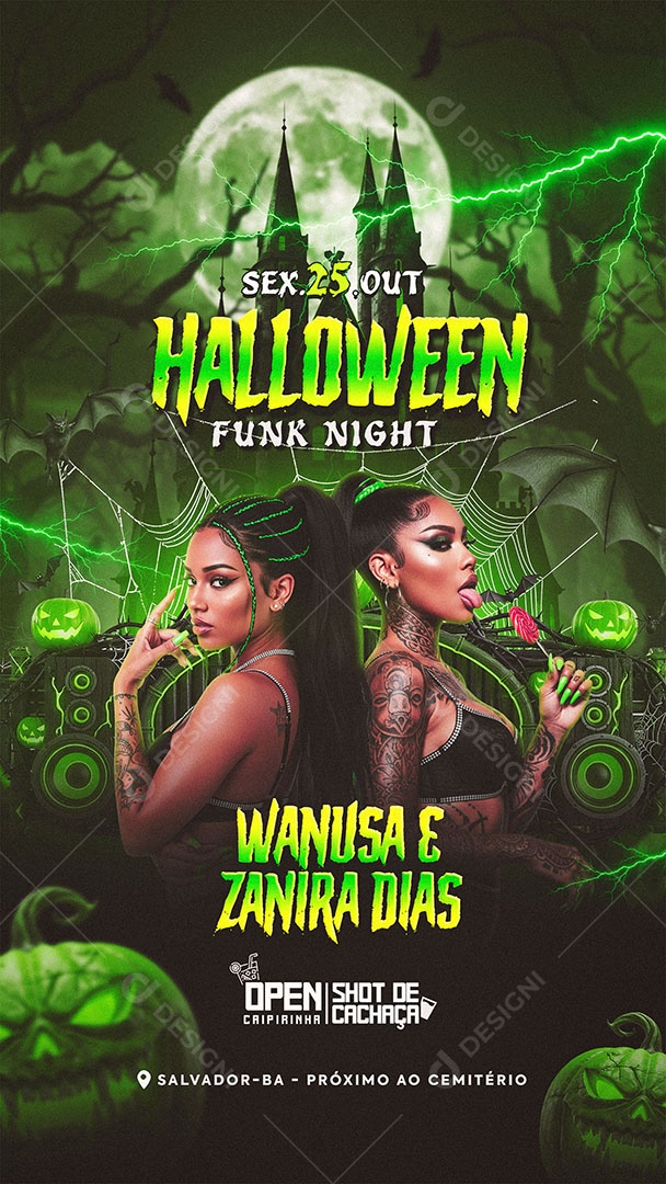 Flyer Halloween Funk Night Social Media Story PSD Editável