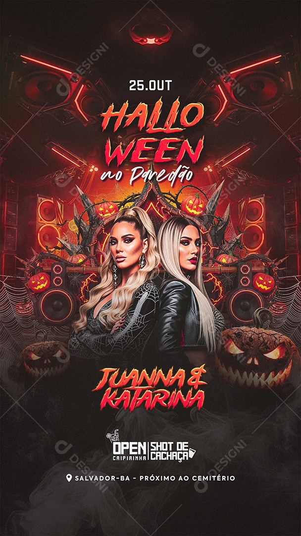 Flyer Halloween No Paredão Stories Social Media PSD Editável