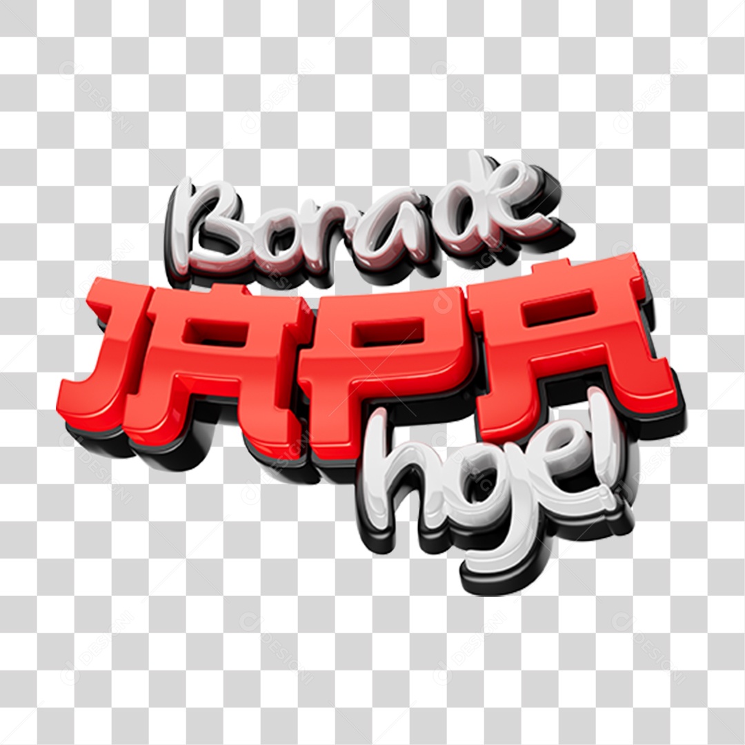 Selo 3D Bora de Japa Hoje PNG Transparente