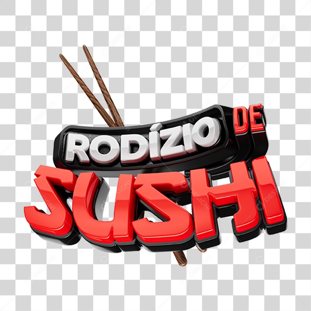 Selo 3D Rodízio de Sushi PNG Transparente