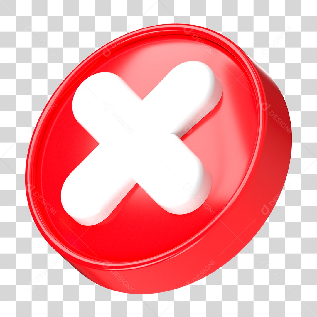 Botão X Vermelho PNG Transparente
