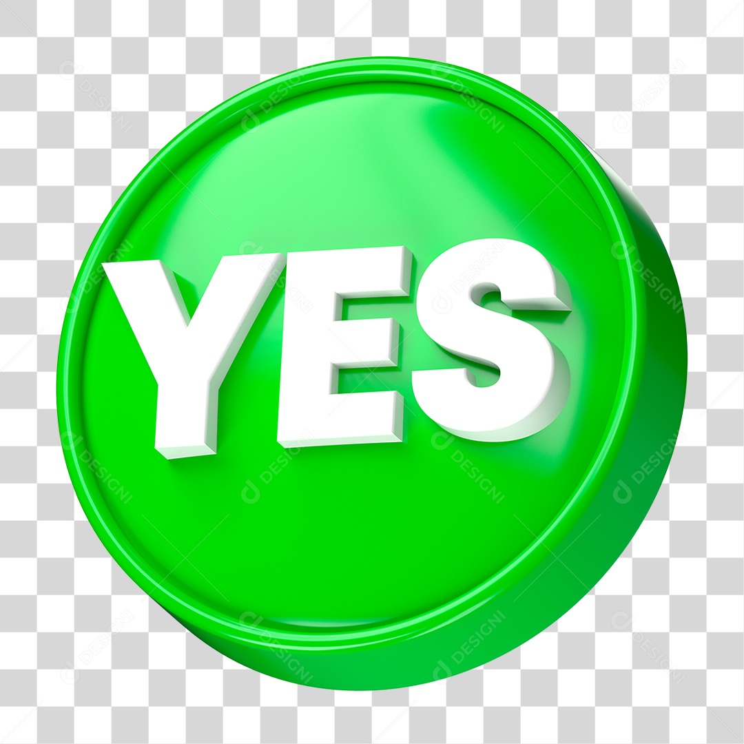 Botão Verde Yes PNG Transparente