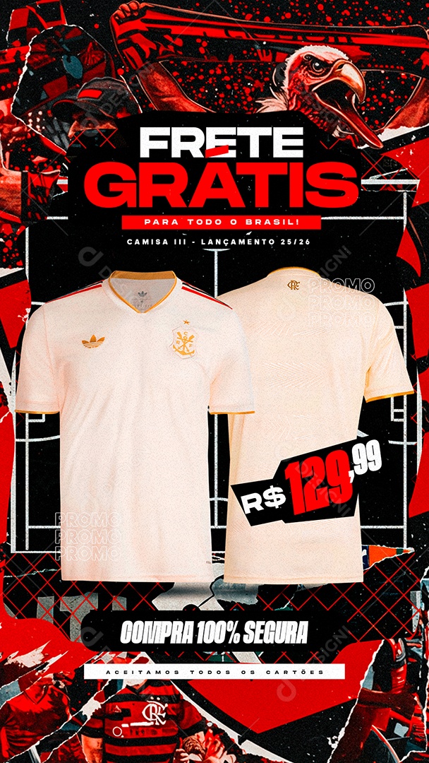 Camisa Do Flamengo Frete Grátis Para todo o Brasil Story Social Media PSD Editável