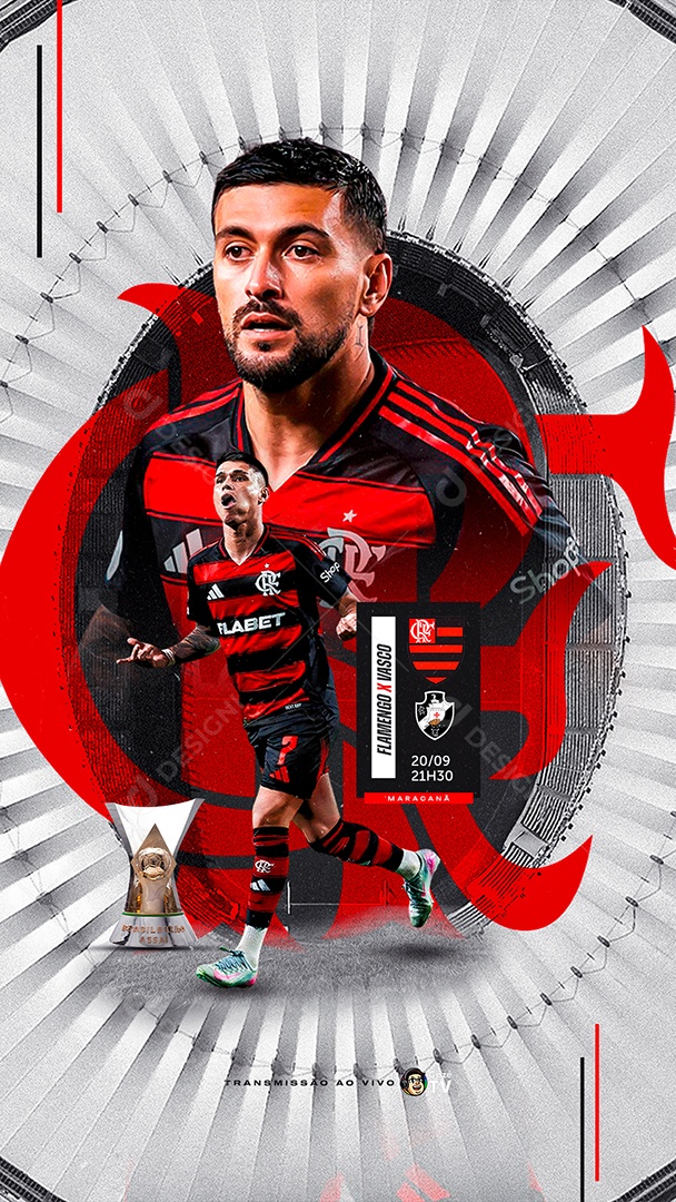 Flamengo x Vasco Brasileirão 20 de Setembro Jogo Ao Story Social Media PSD Editável