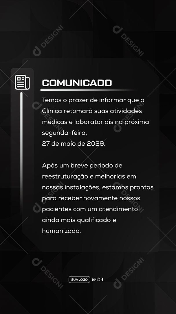 Story Comunicado Clinica Social Media PSD Editável