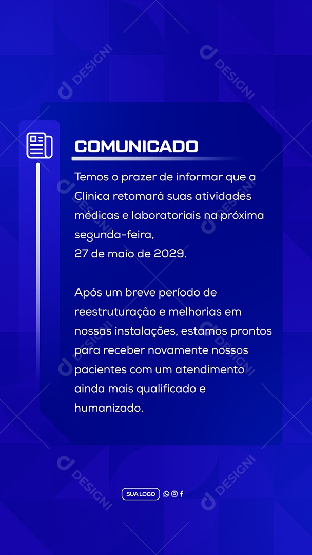 Story Comunicado Clinica Social Media PSD Editável