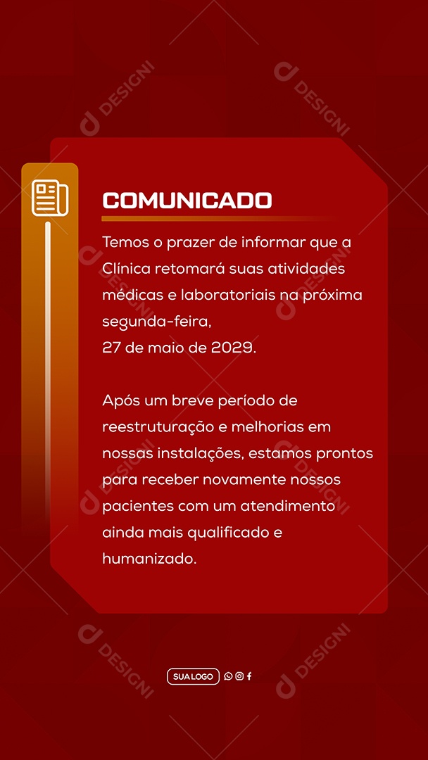 Story Comunicado Clinica Social Media PSD Editável