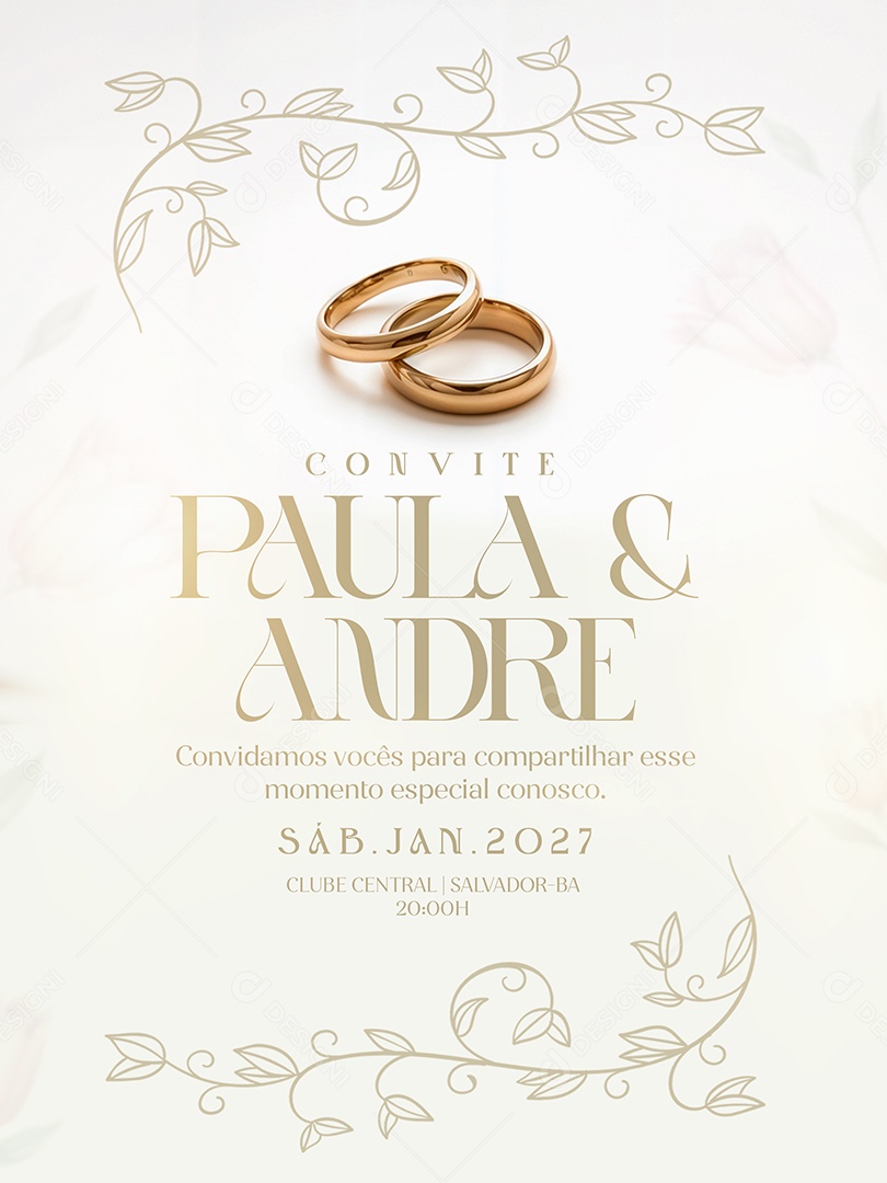 Convite de Casamento Social Media PSD Editável