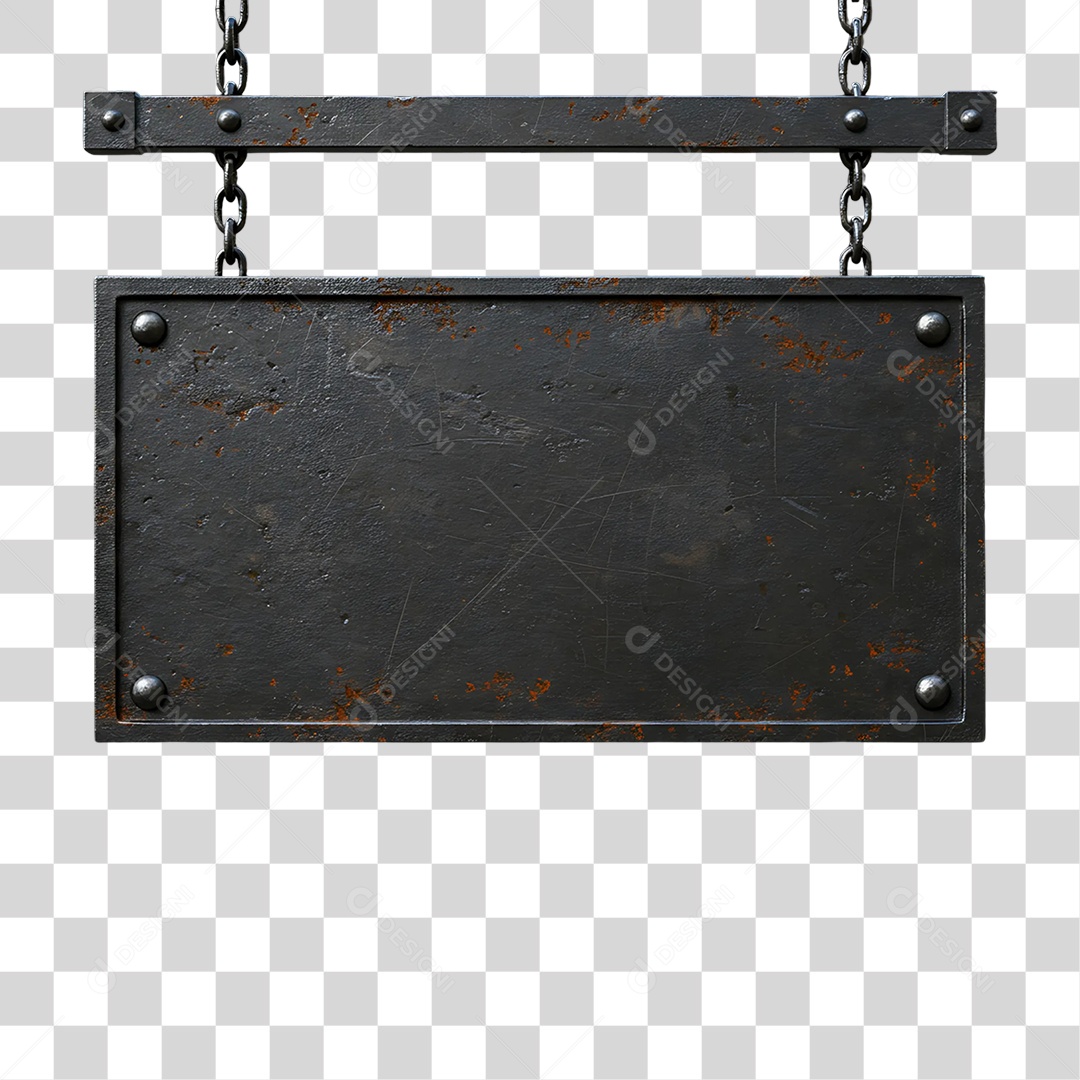 Elemento 3D Placa de Metal PNG Transparente