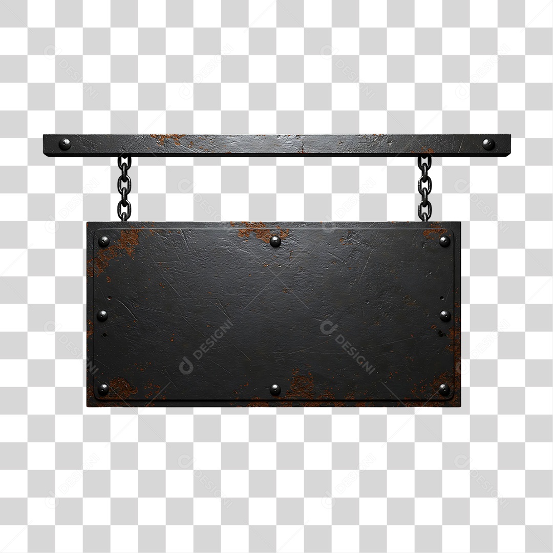 Elemento 3D Placa de Metal PNG Transparente