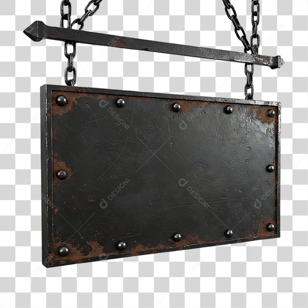 Elemento 3D Placa de Metal PNG Transparente
