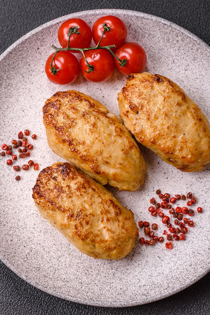A imagem mostra bolinhos de peixe (fish cutlets), um prato popular em diversas culinárias