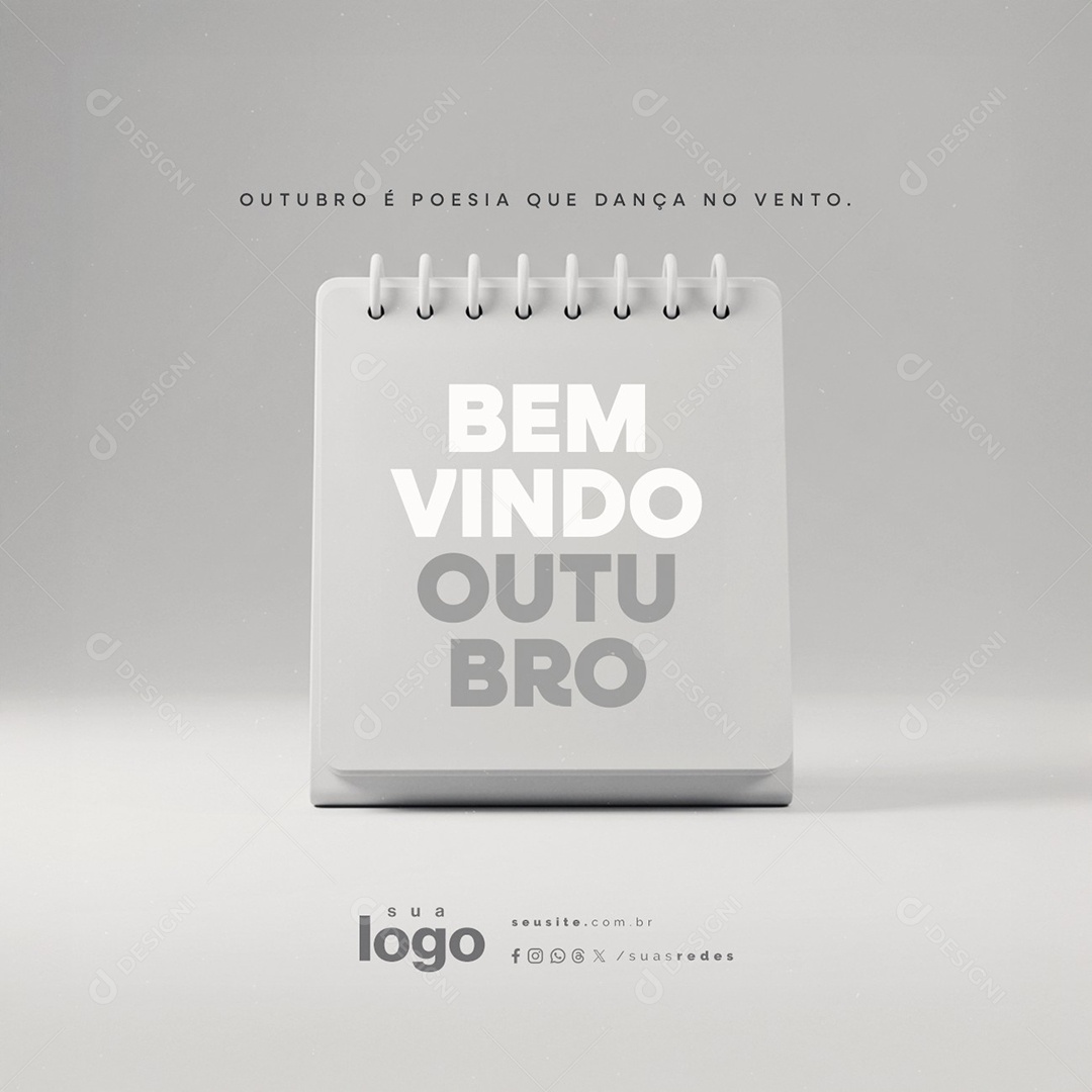 Bem Vindo Outubro Poesia Que Dança no Vento Social Media PSD Editável