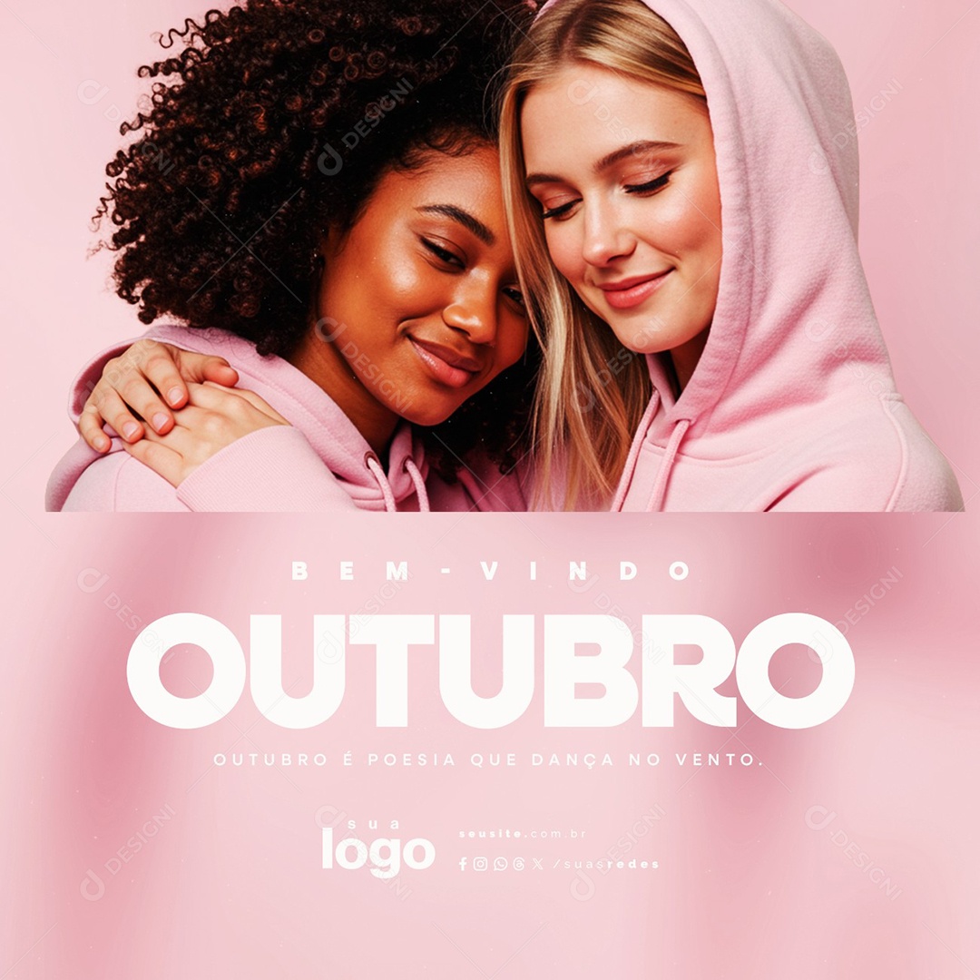 Bem Vindo Outubro Poesia Que Dança no Vento Social Media PSD Editável