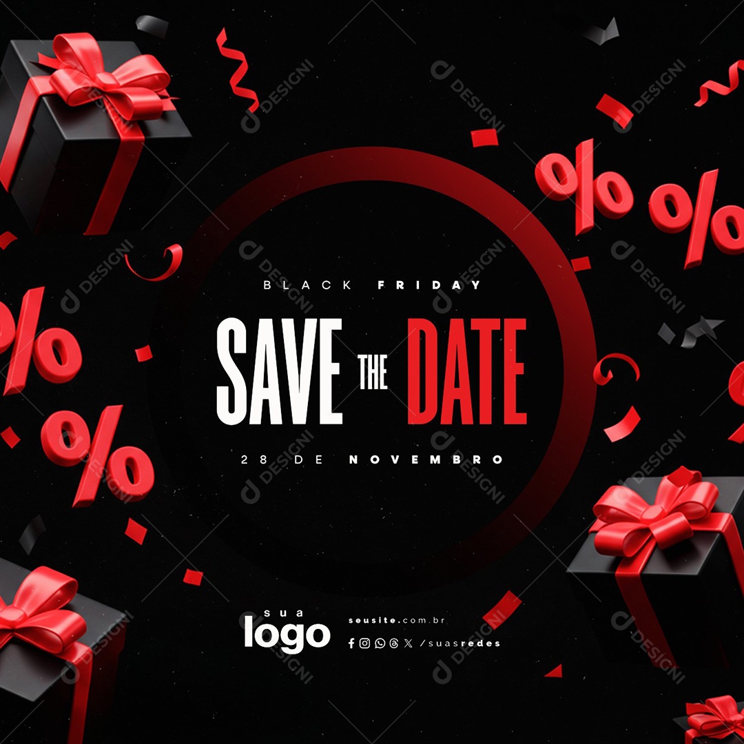 Black Friday 28 de Novembro Save The Date Social Media PSD Editável