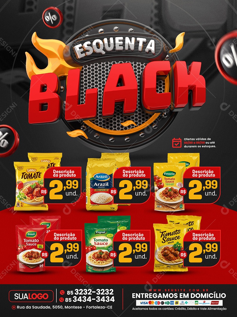 Tabloide Esquenta Black Supermercado Produtos Social Media PSD Editável