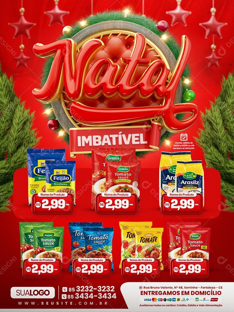 Tabloide Natal Imbatível Supermercado Produtos Social Media PSD Editável