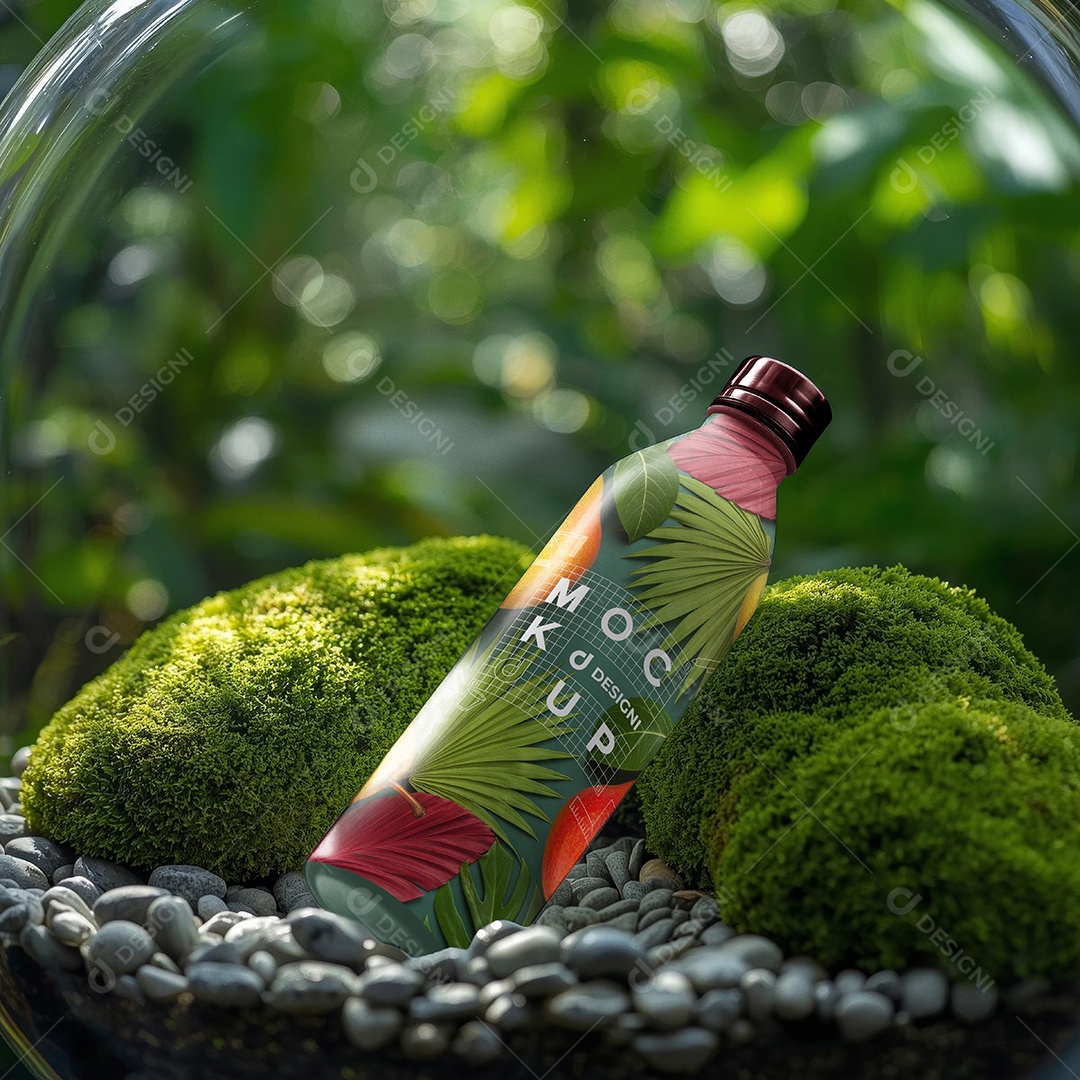 Mockup Garrafa de Água de Metal na Natureza PSD Editável