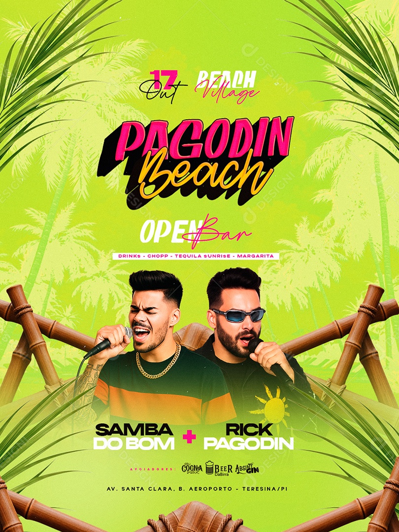 Flyer Pagodin Beach Open Bar Social Media PSD Editável