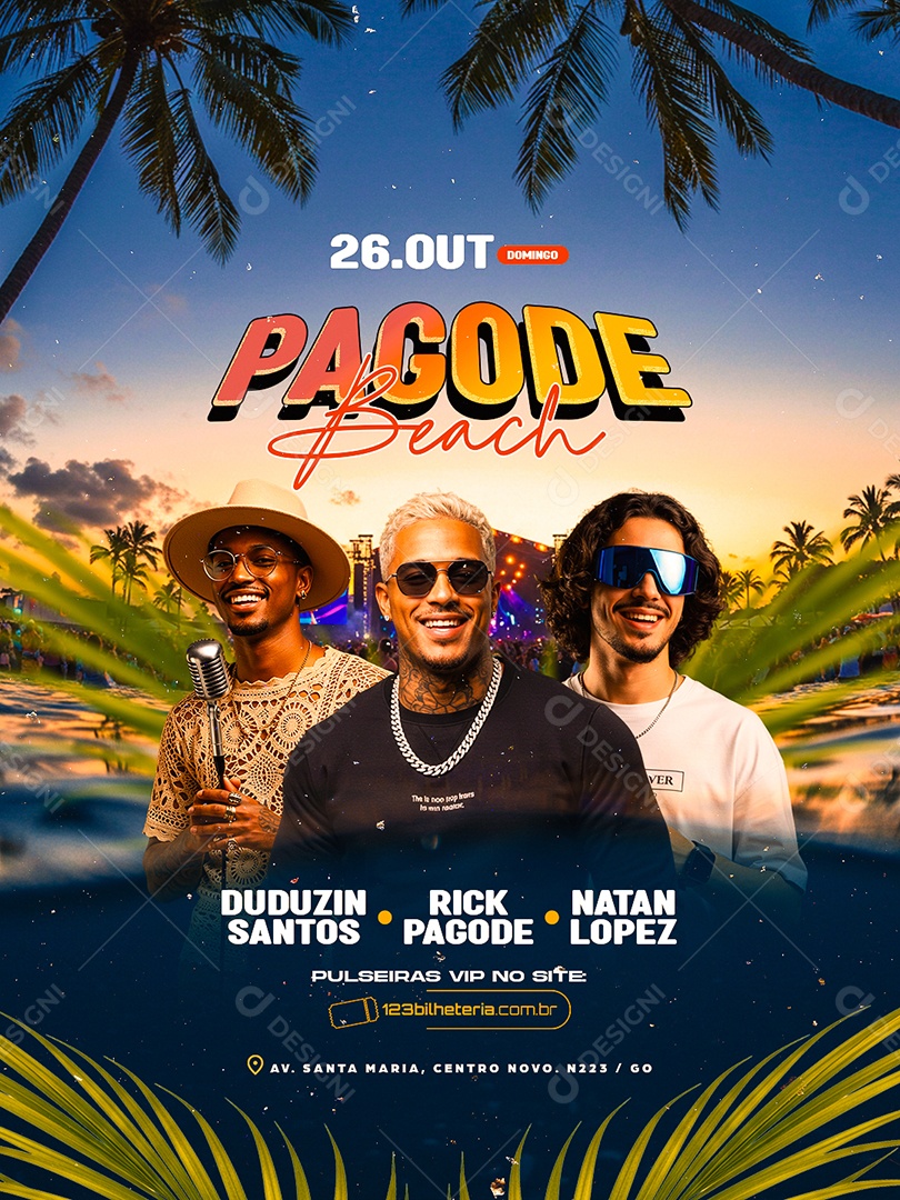 Flyer Pagode Beach Domingo Social Media PSD Editável