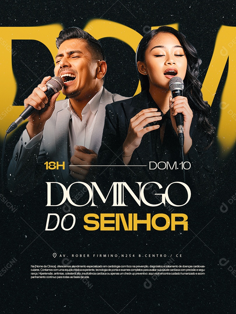Flyer Gospel Culto Domingo do Senhor Social Media PSD Editável