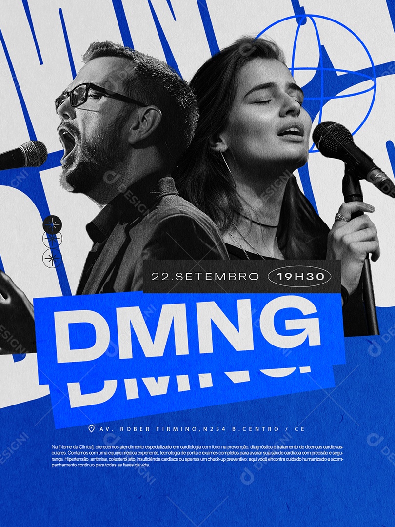 Flyer Gospel Culto Domingo Setembro Social Media PSD Editável