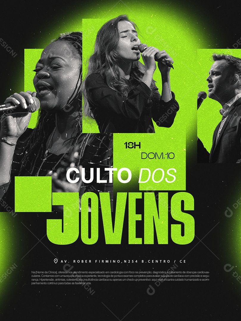Flyer Gospel Culto dos Jovens Domingo Social Media PSD Editável