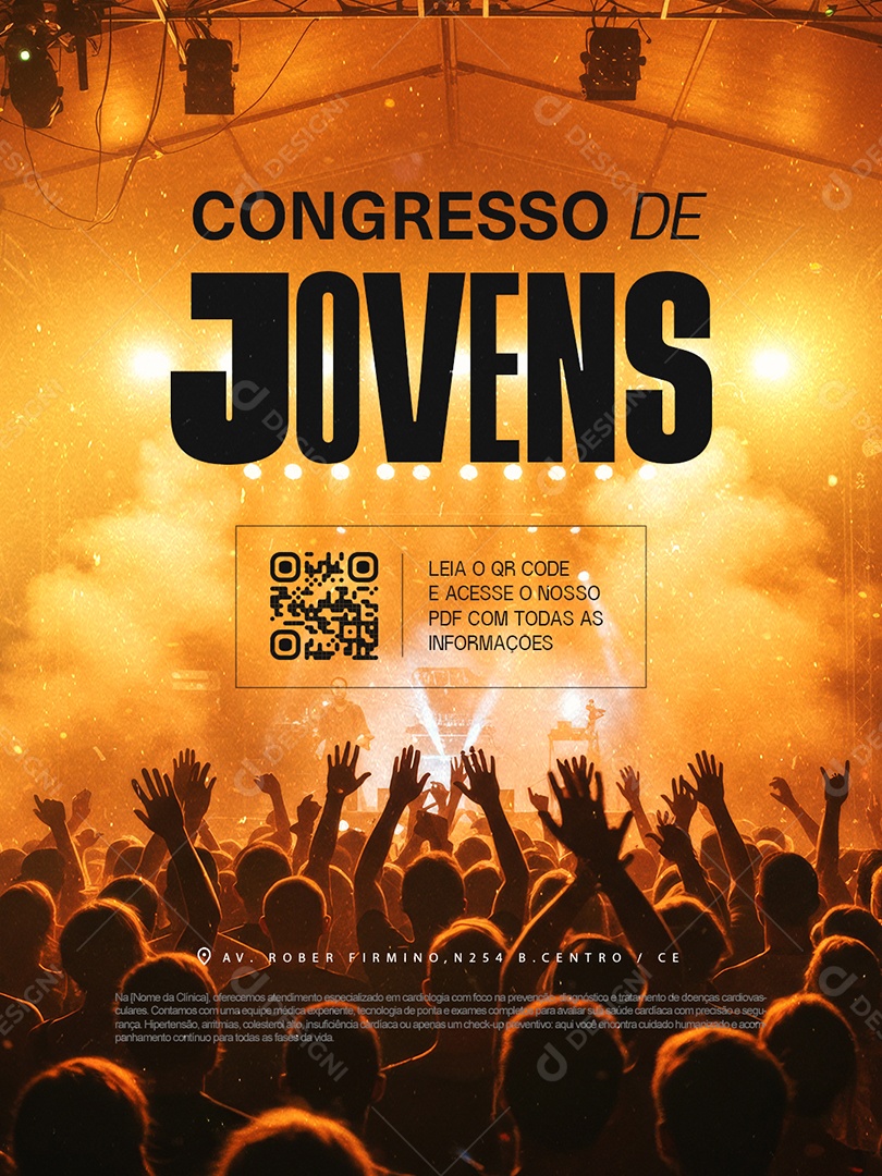 Flyer Gospel Culto Congresso de Jovens Social Media PSD Editável