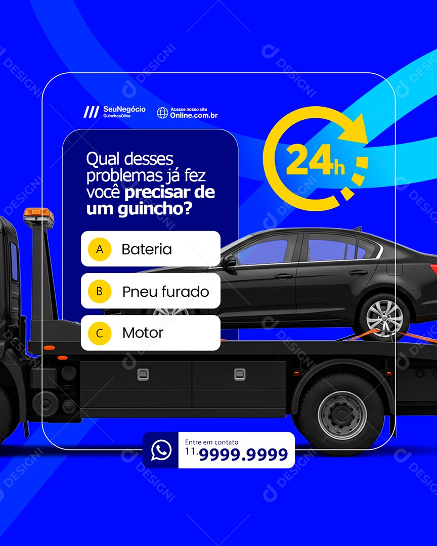 Qual Desses Problemas Já Fez Você Precisar de Um Guincho Social Media PSD Editável