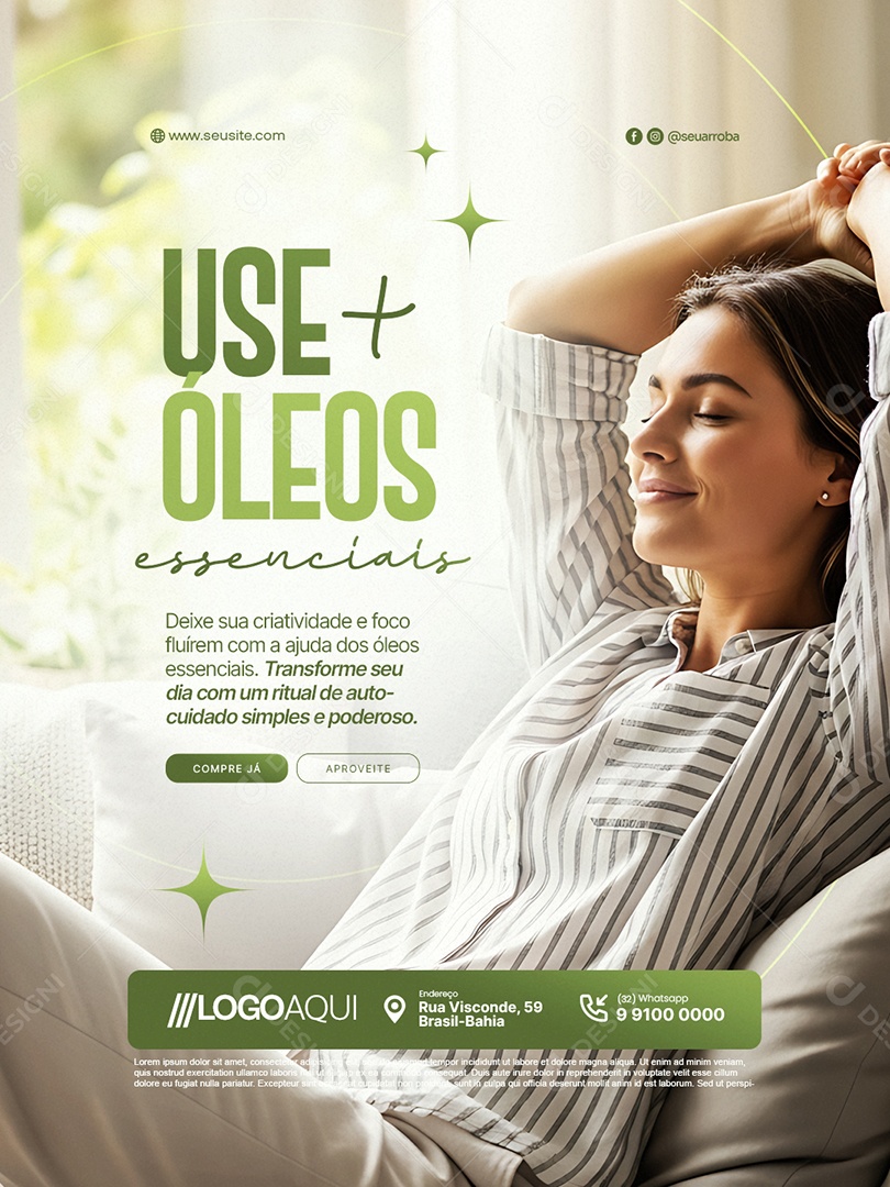 Use Óleos Essenciais Deixe Sua Criatividade Social Media PSD Editável